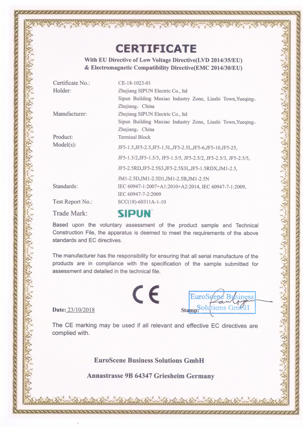 JF5 seriyalı CE sertifikatı