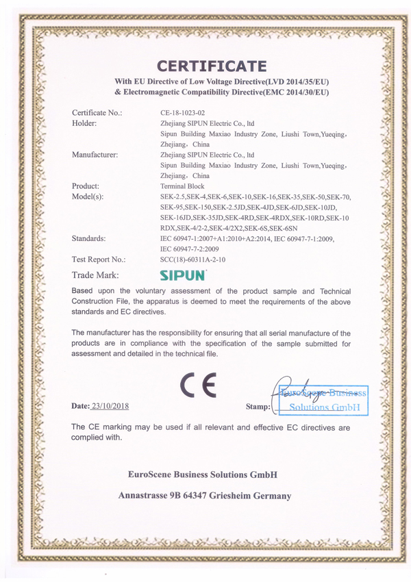 Sèrie SEK-Certificació CE